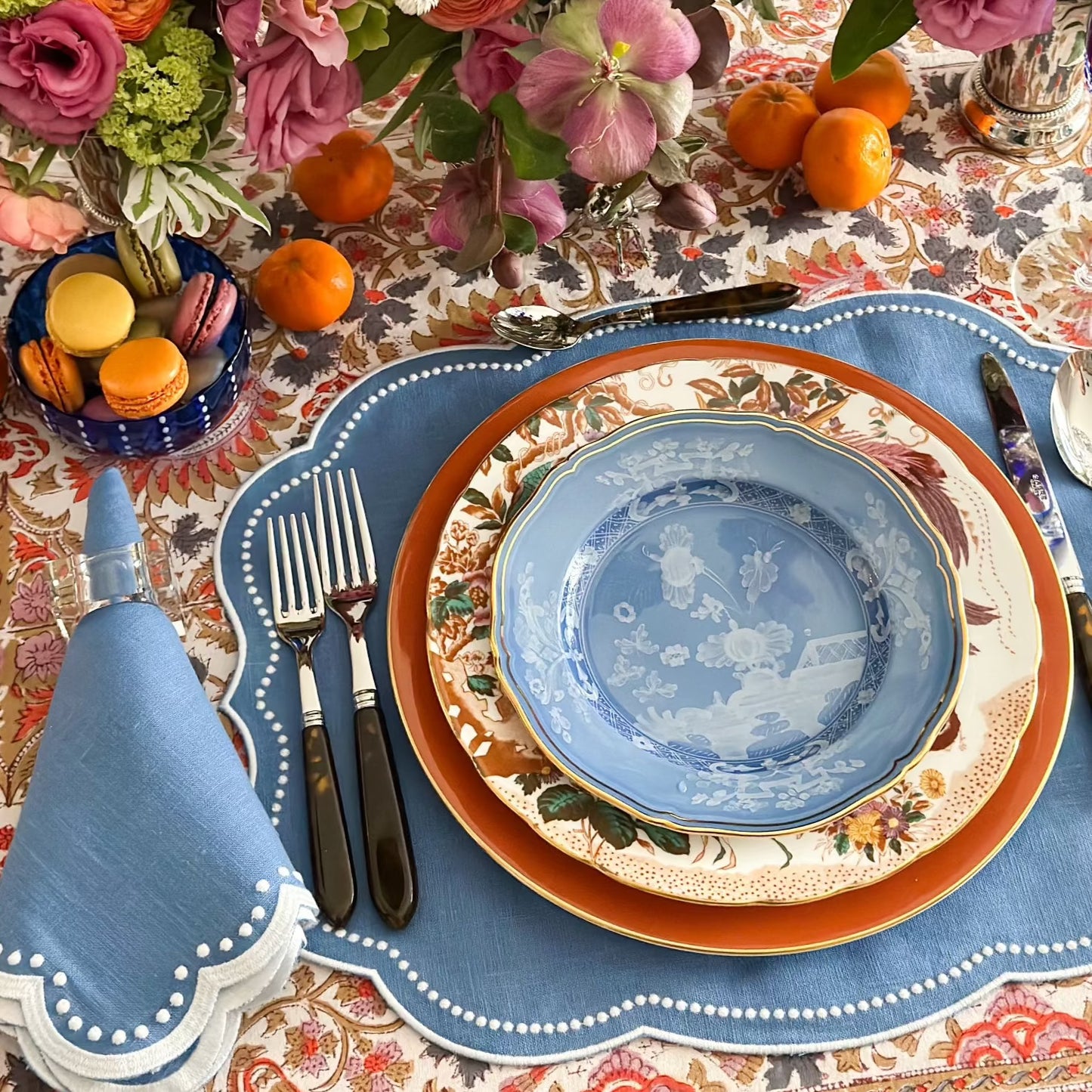 Fall print tablecloth, 72 x 132 in