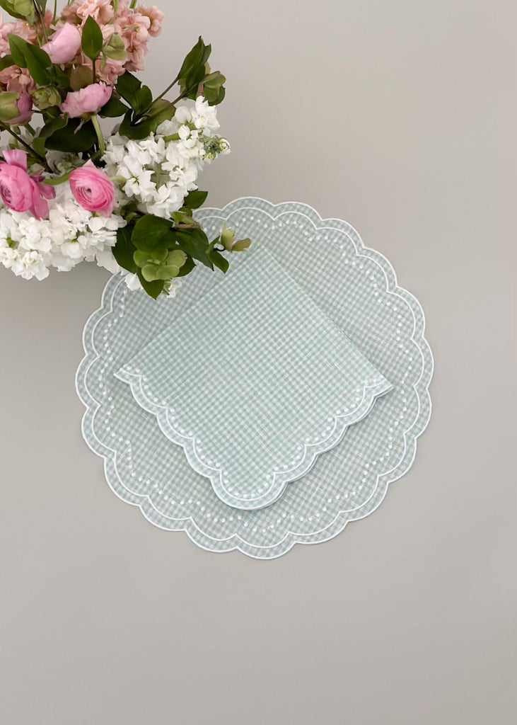 Gingham green napkin