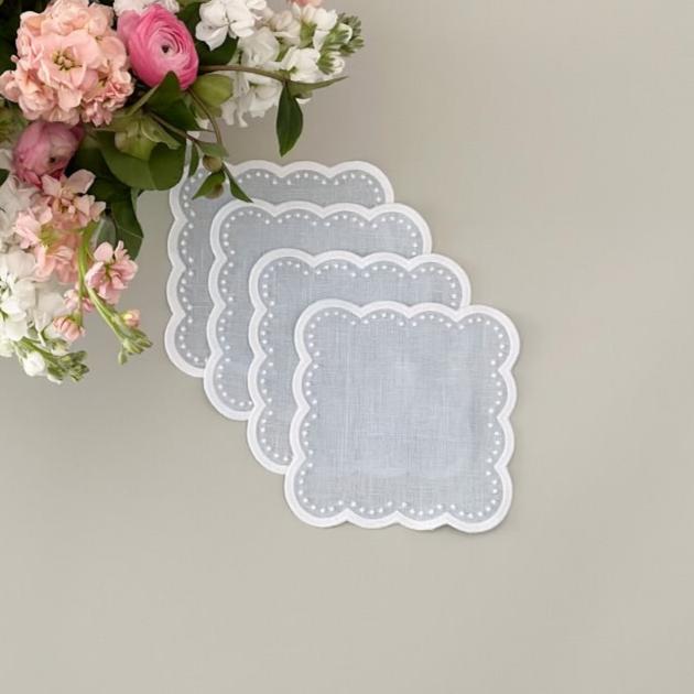 Scalloped cocktail napkins, set of 4