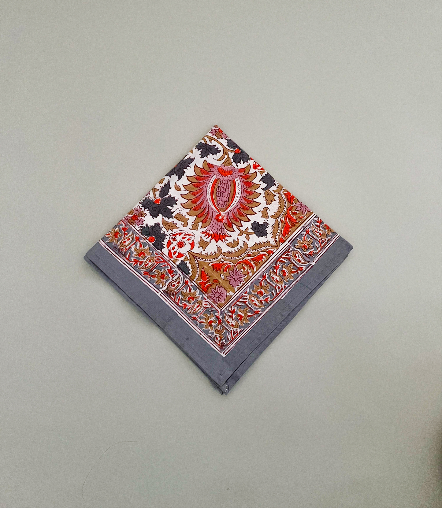 Fall block print dinner napkin