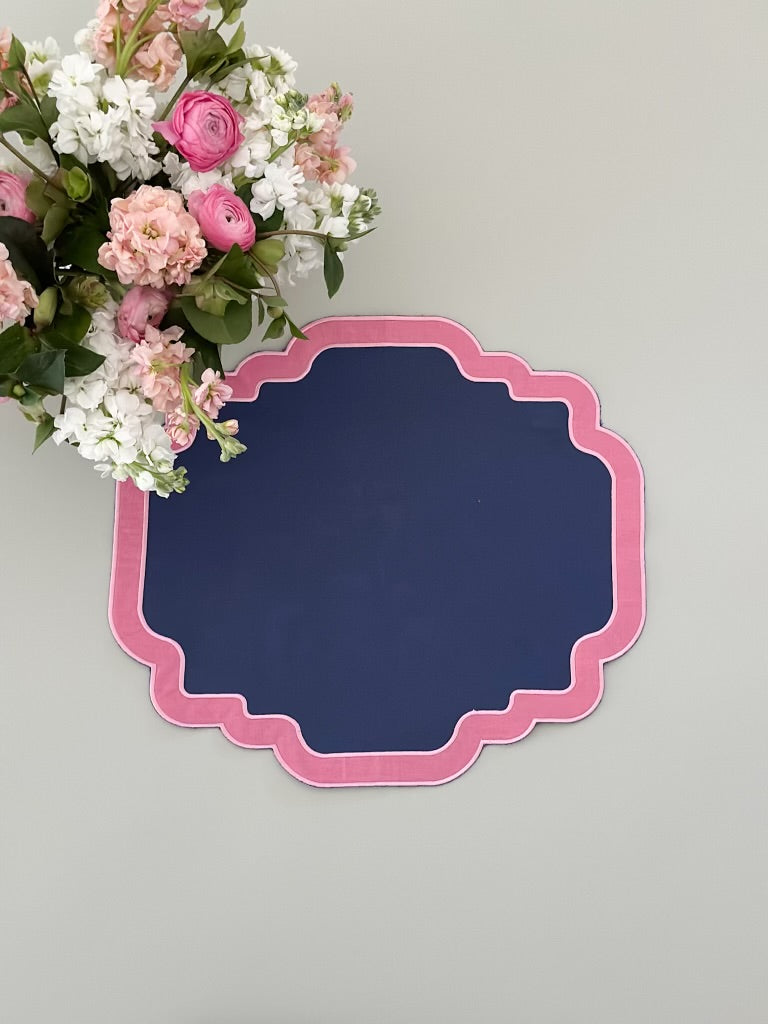 Navy with pink border placemat
