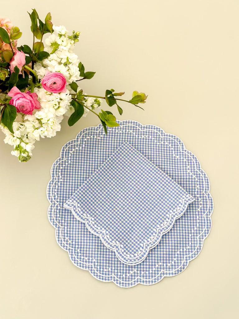Gingham blue napkin