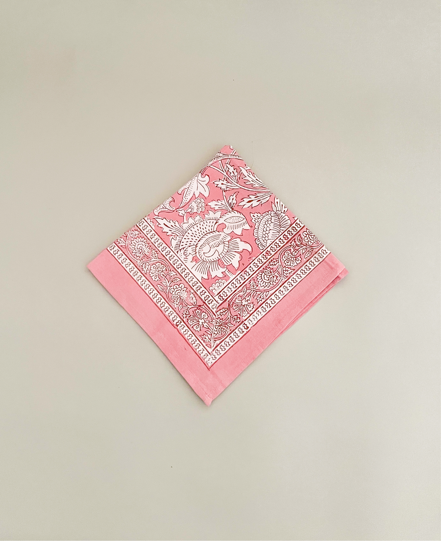 Pink block print dinner napkin
