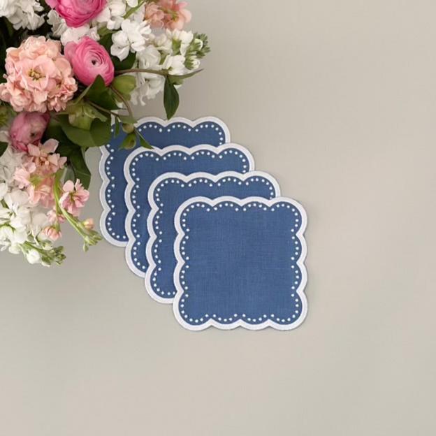 Scalloped cocktail napkins, set of 4