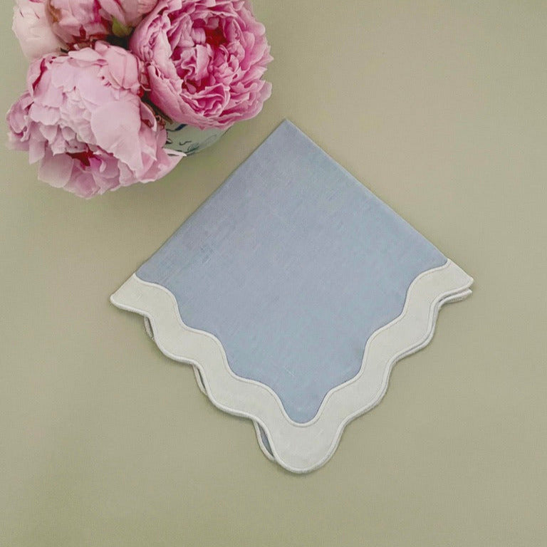 Wavy Blue with white border