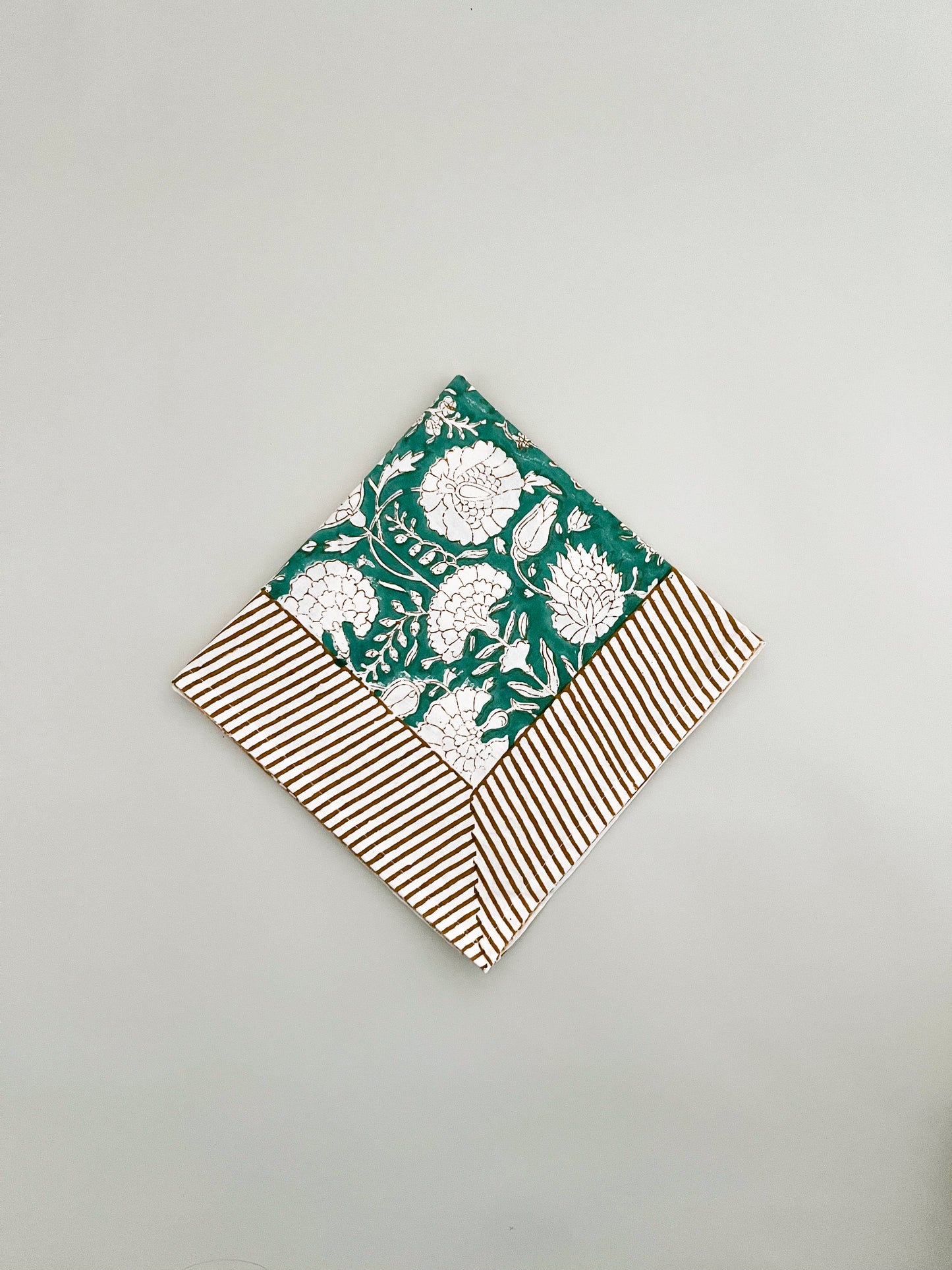 Forest block print dinner napkin