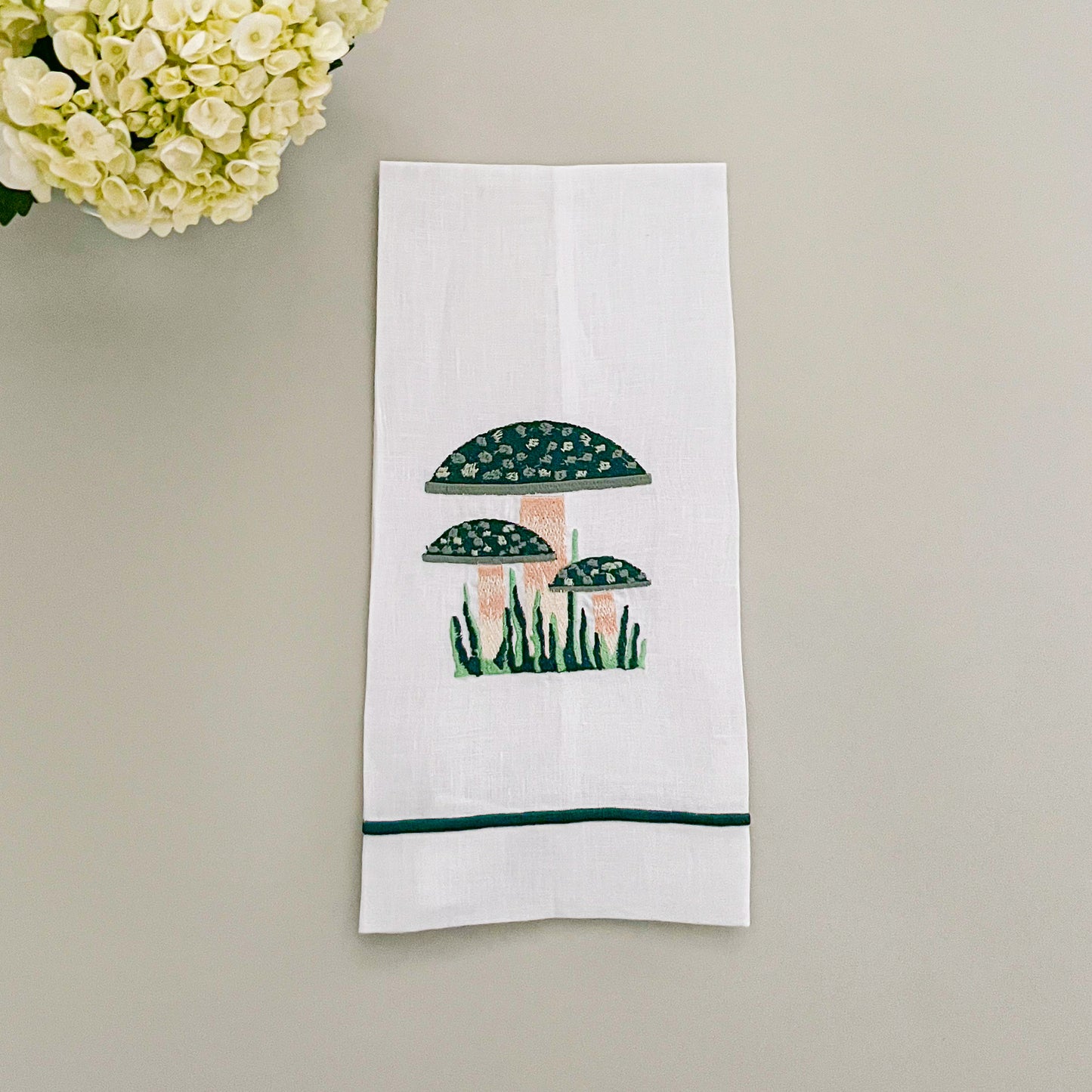 Linen Embroidered tea towel