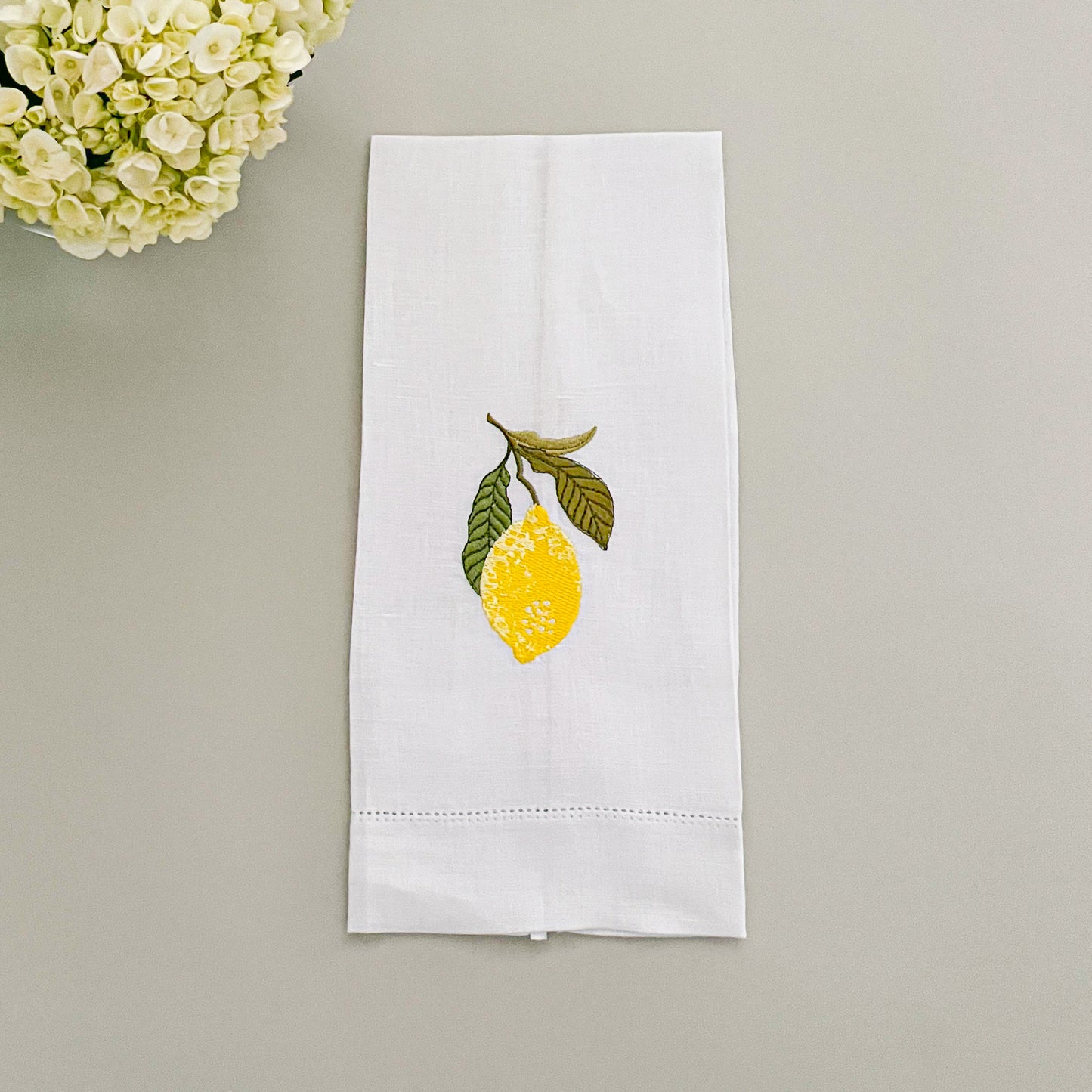 Linen Embroidered tea towel