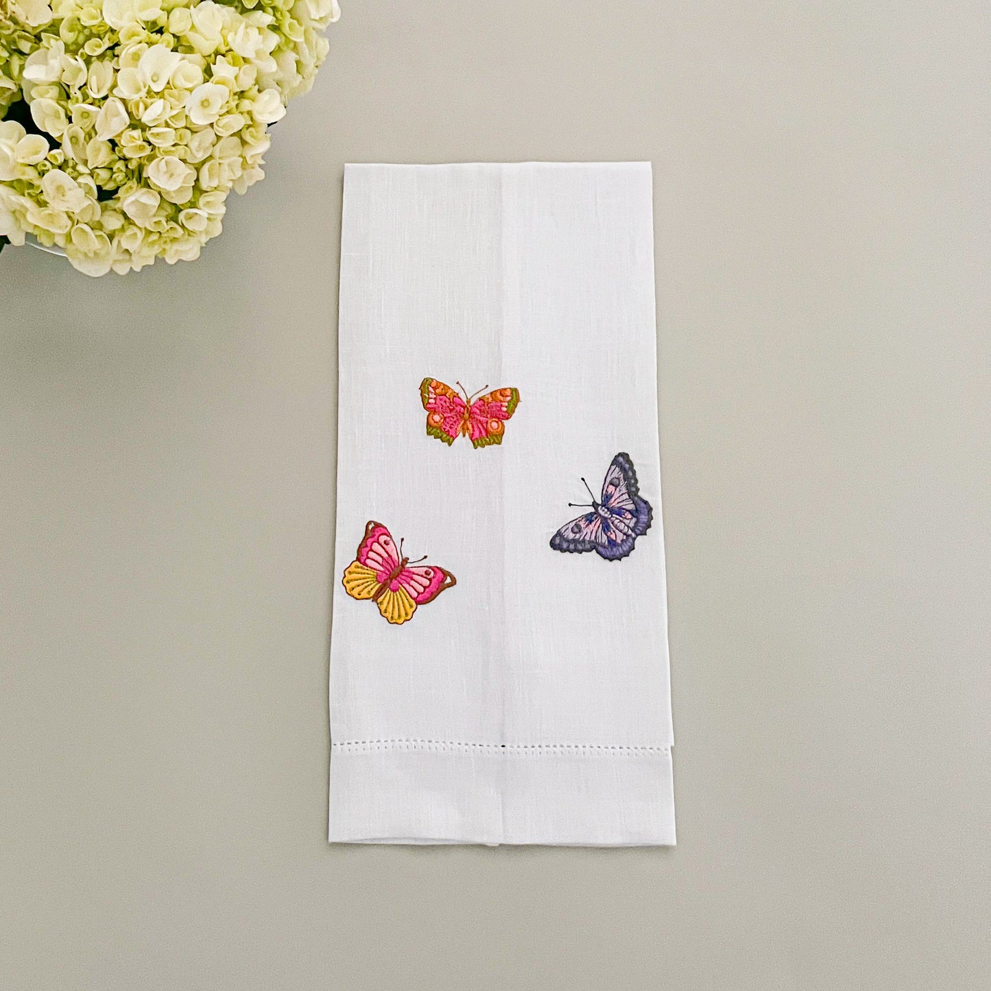 Linen Embroidered tea towel
