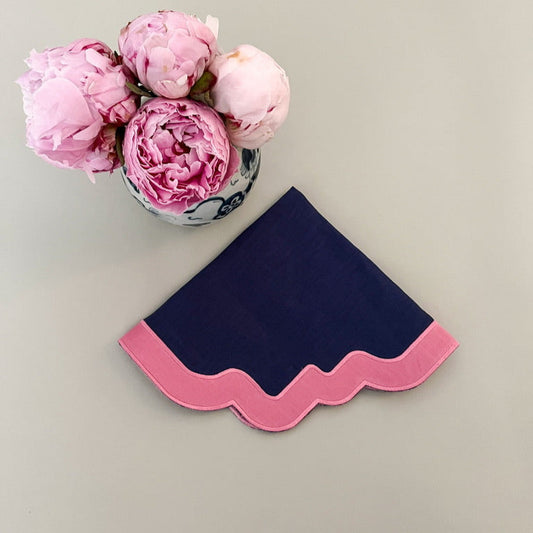 Navy with pink border
