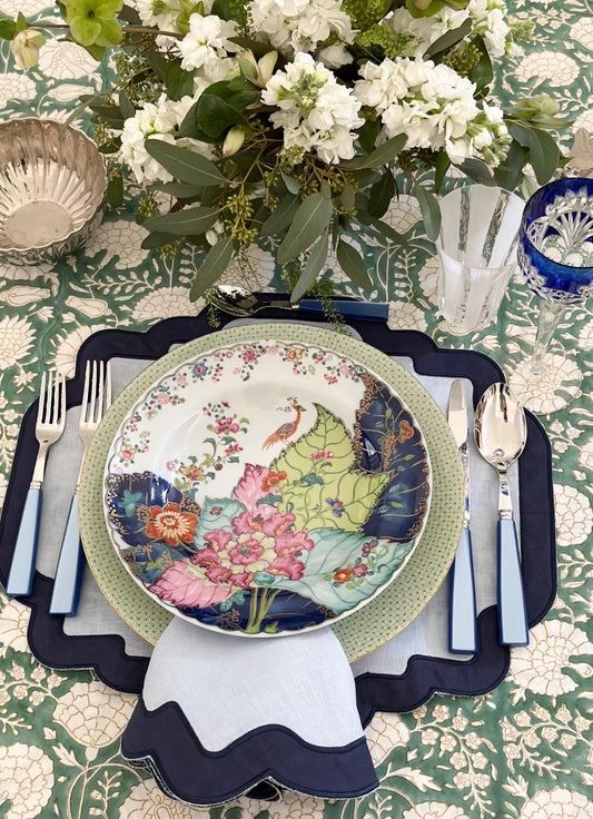 Light blue with navy border placemat