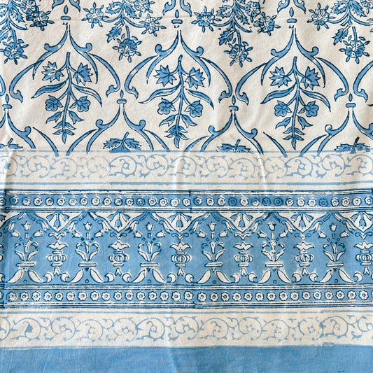 Light blue print tablecloth, 72 x 132 in