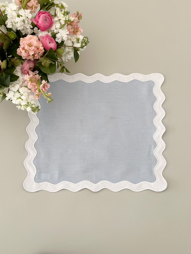 Wavy blue with white border placemat