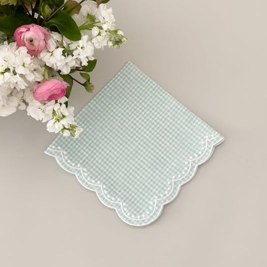 Gingham green napkin