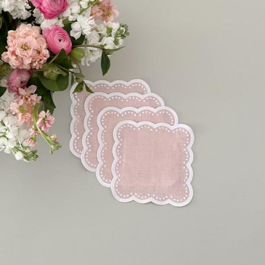 Scalloped cocktail napkins, set of 4