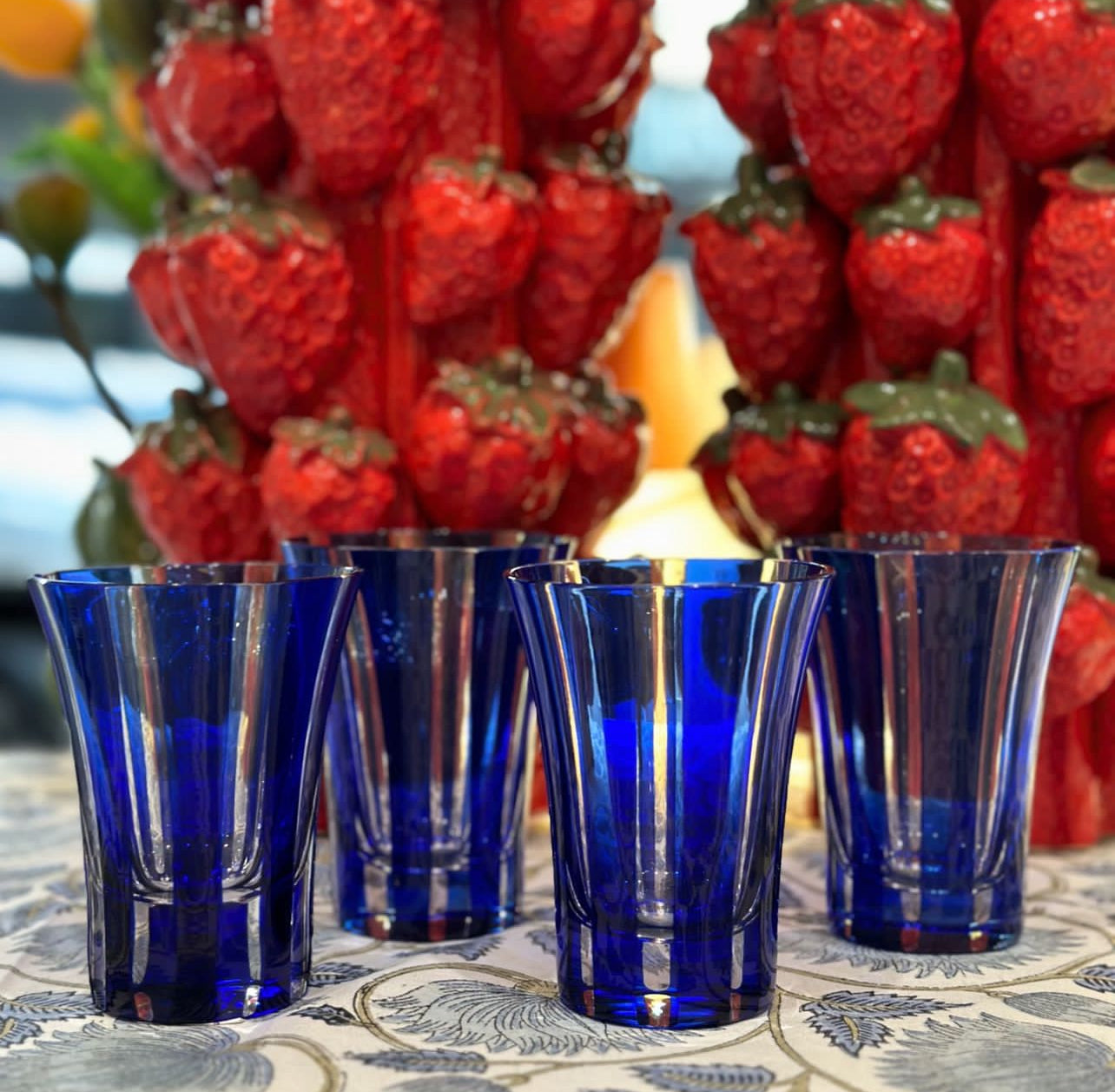 Cobalt blue stripe tumbler