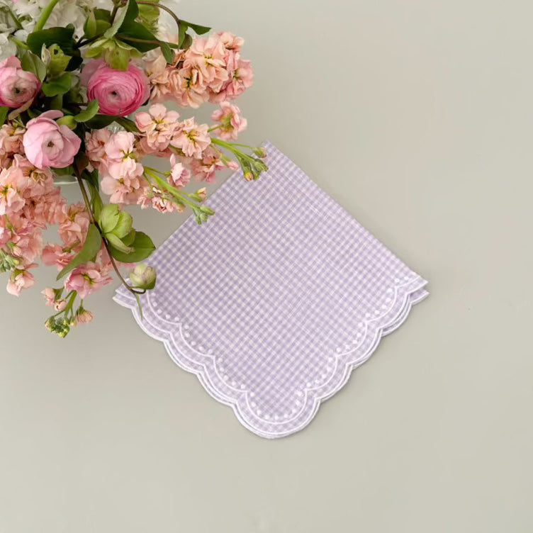 Gingham lavender napkin