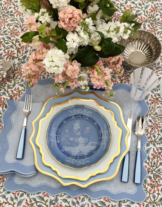 Wavy blue with blue border placemat