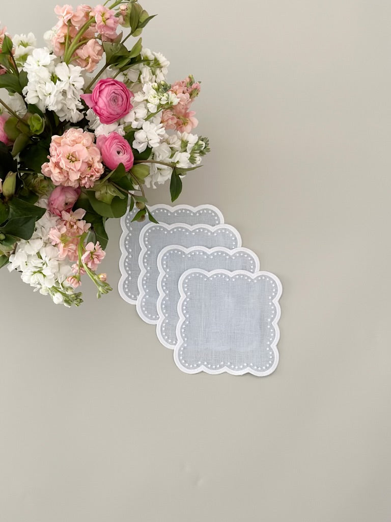 Scalloped cocktail napkins, set of 4