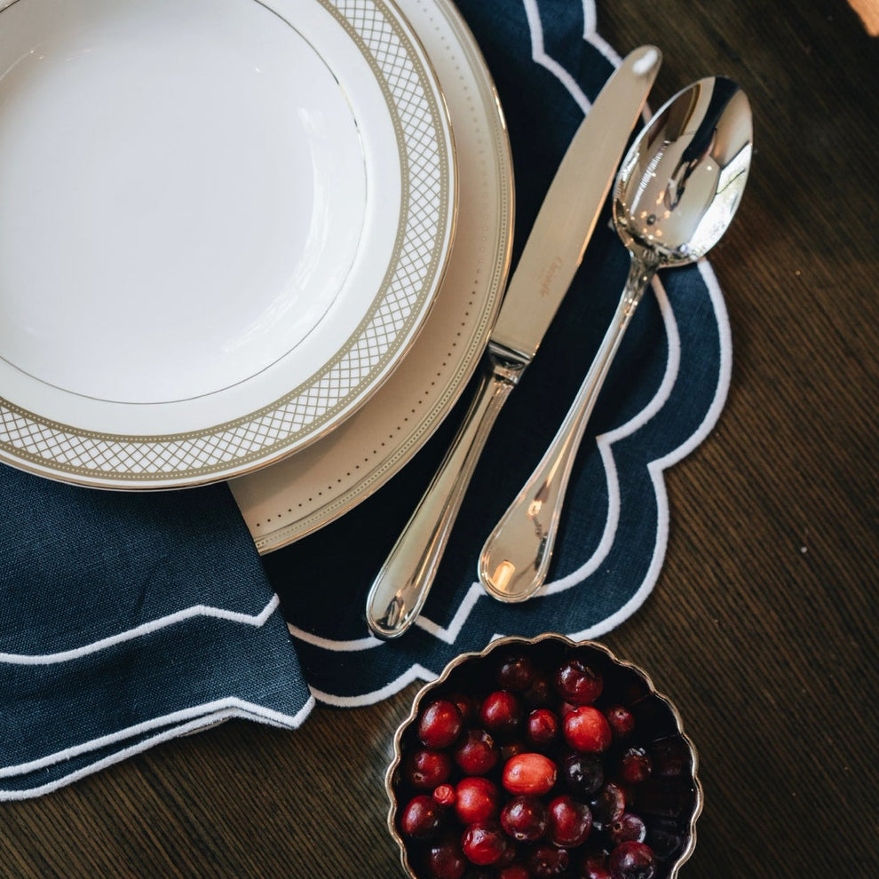 Navy Noveau Placemat and Napkin set of 4 each