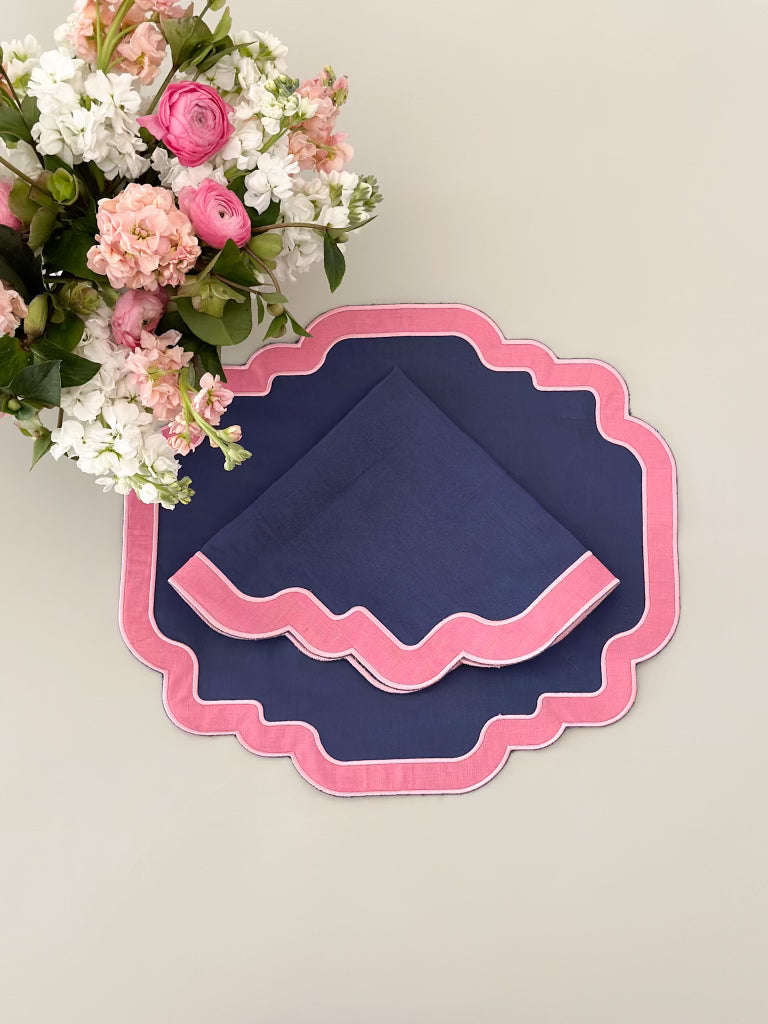 Navy with pink border
