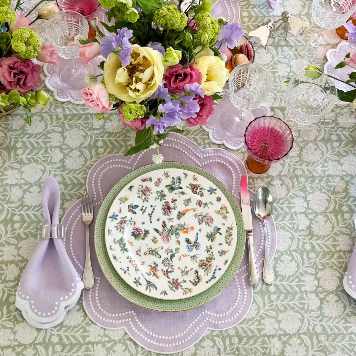 Lavender dots placemat