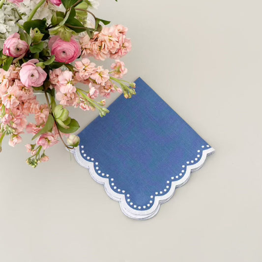 Wide border blue dot napkin