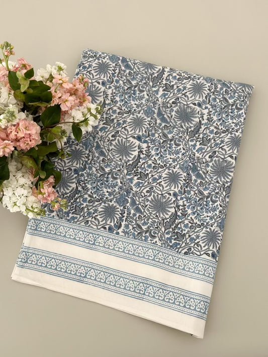 Blue print tablecloth, 72 x 132 in