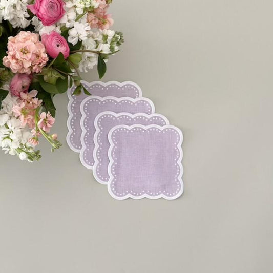 Scalloped cocktail napkins, set of 4