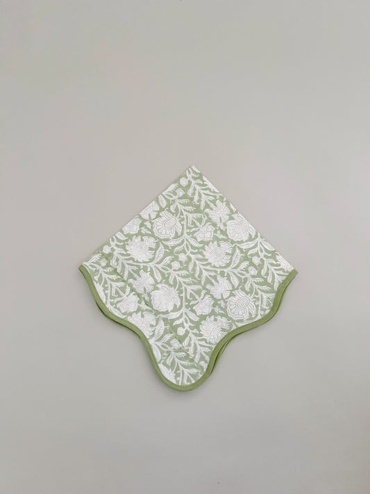 Light green block print dinner napkin