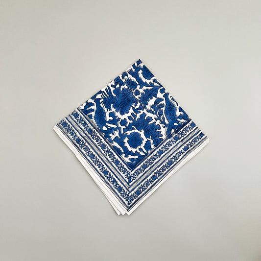 Navy blue block print dinner napkin