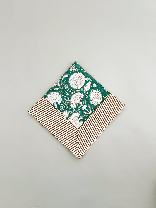 Forest block print dinner napkin