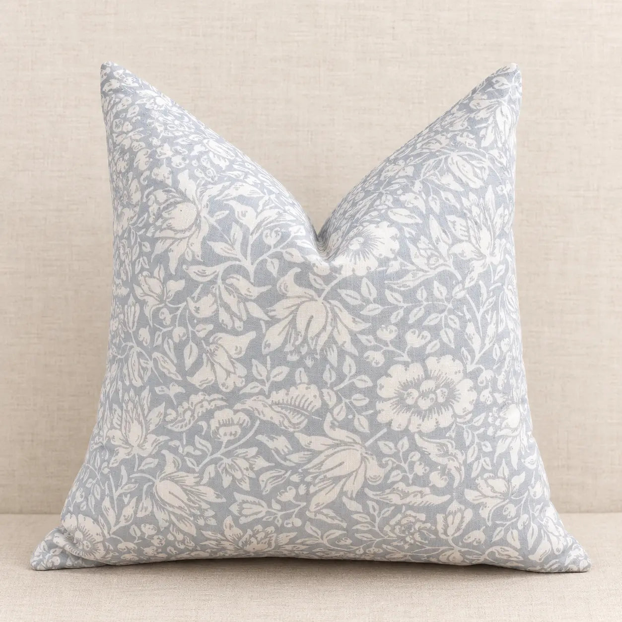 Linen Blue Willow Throw Pillow Cover
