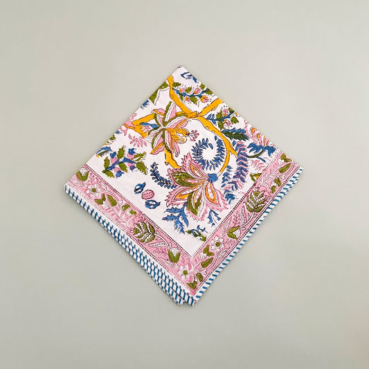 Block print dinner napkin, set of 3