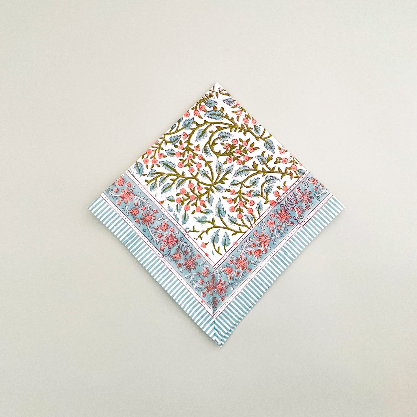 Block print dinner napkin, set of 5