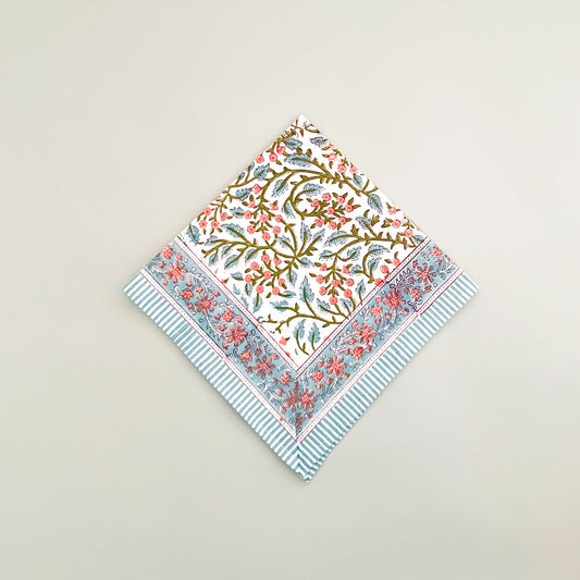 Block print dinner napkin, set of 5