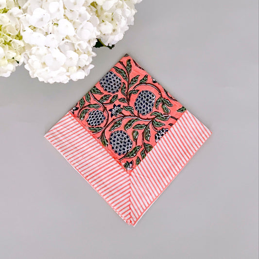 Block print dinner napkin, set of 3
