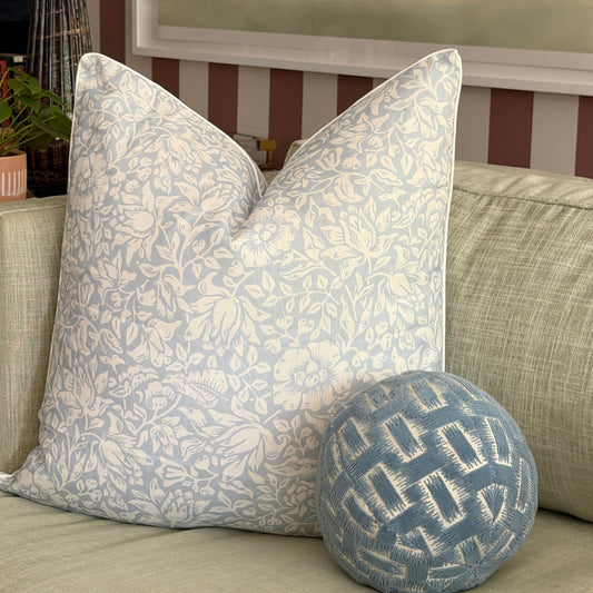 Linen Blue Willow Throw Pillow Cover