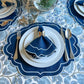 Blue print tablecloth, 80 x 120 in