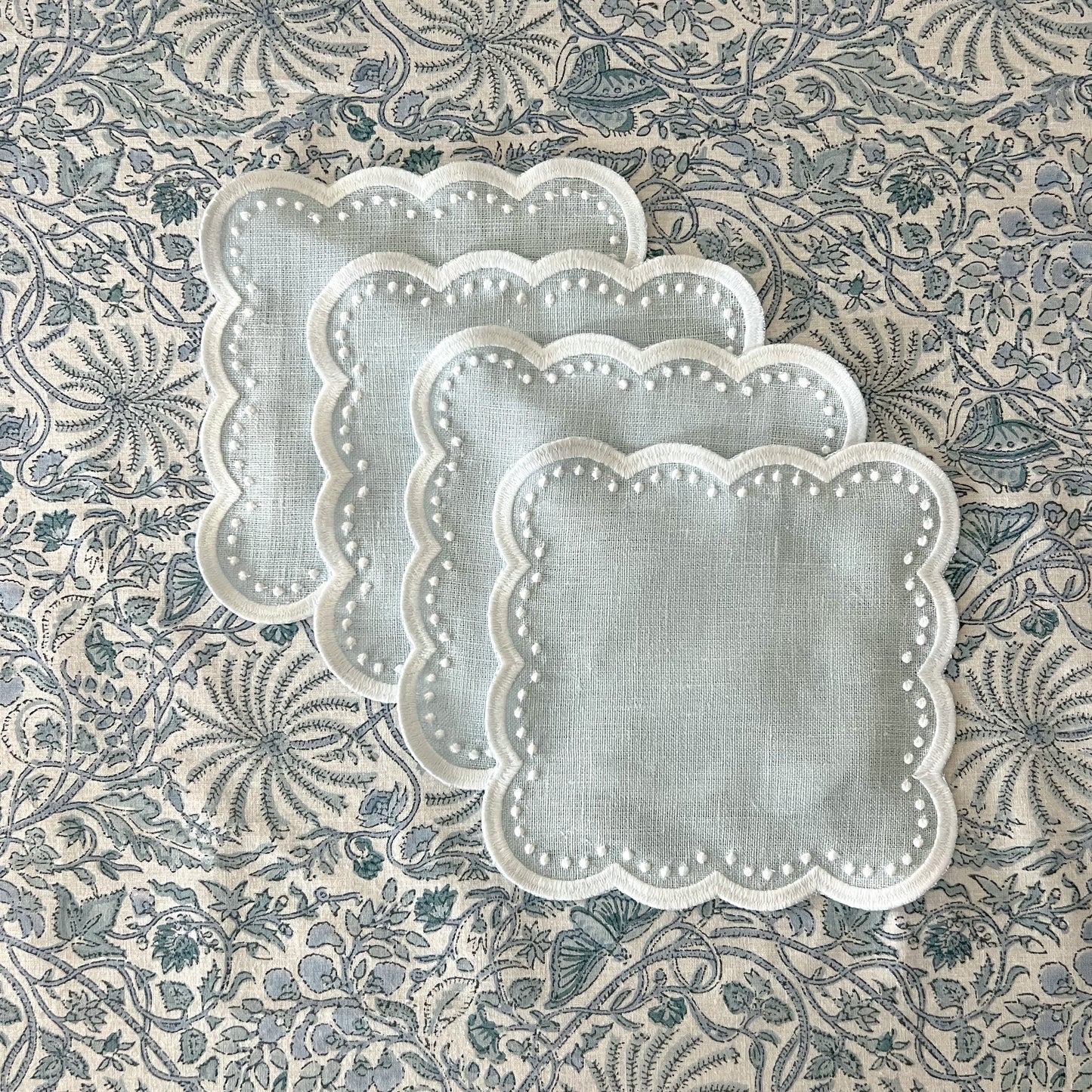 Scalloped cocktail napkins, set of 4