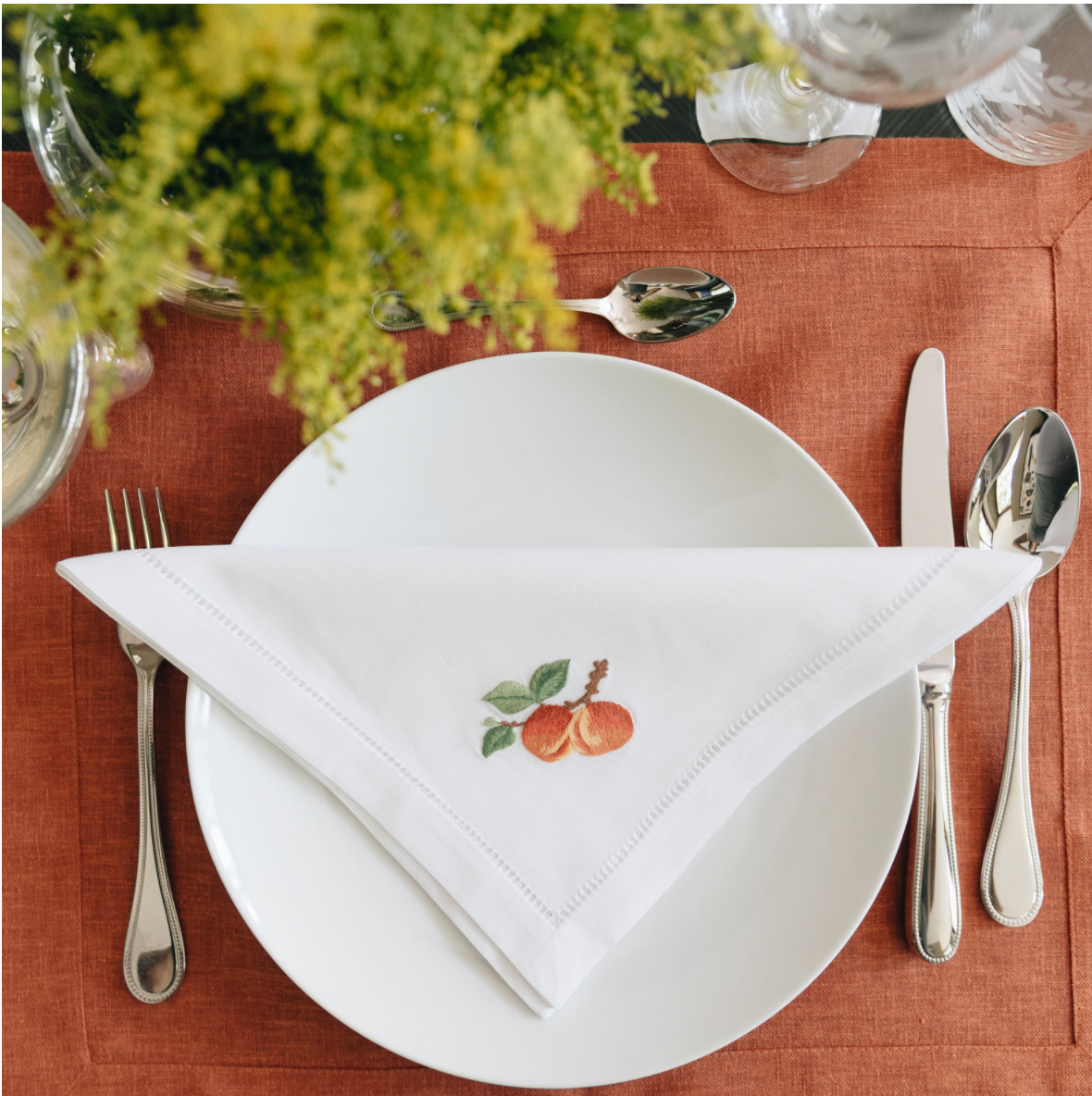 Embroidered dinner napkin